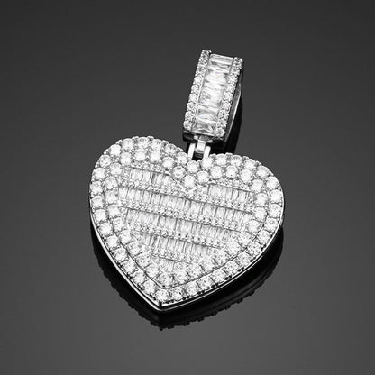 VVS Jewelry hip hop jewelry Fully Iced Custom Heart Baguette Picture Pendant