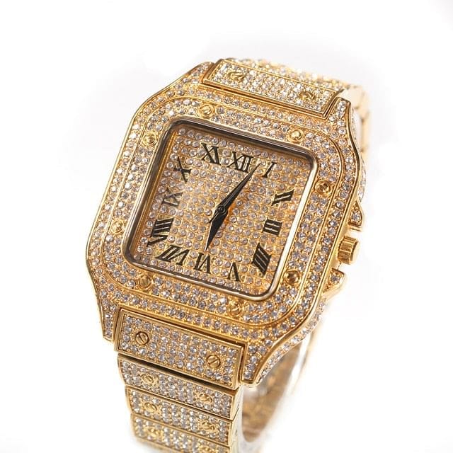 VVS Jewelry hip hop jewelry Fully Iced Square Stainless Steel Roman Watch