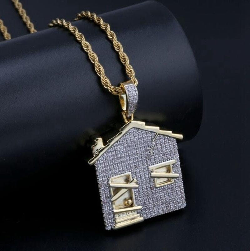 VVS Jewelry hip hop jewelry Fully Iced Trap House Pendant Necklace