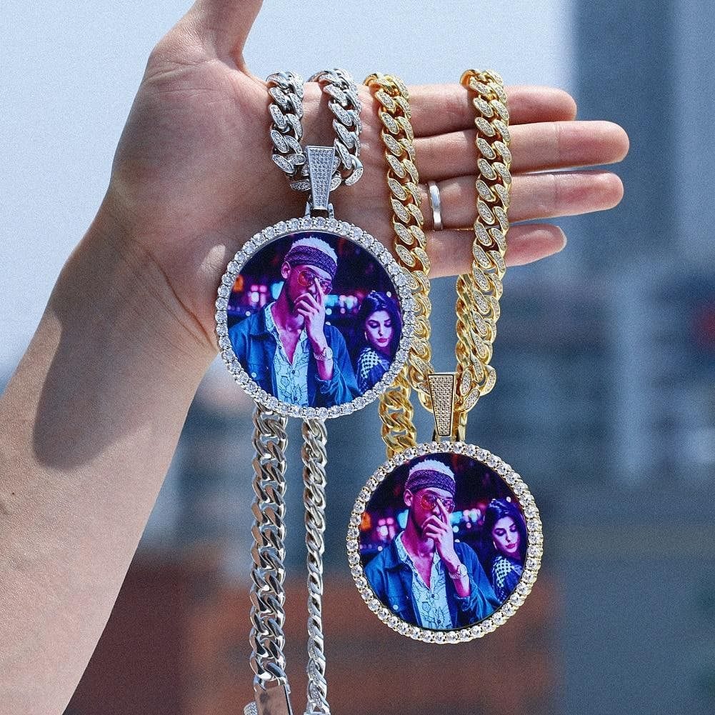 VVS Jewelry hip hop jewelry Gold / 16 Inches VVS Jewelry 13MM Cuban Custom Photo Chain