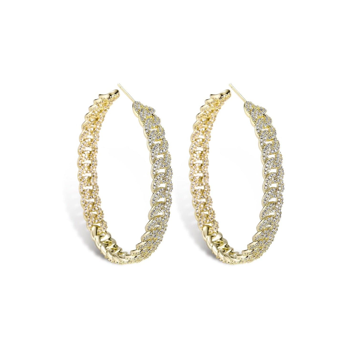 VVS Jewelry hip hop jewelry Gold Iced Out Minimalist Miami Cuban Hoop Earrings