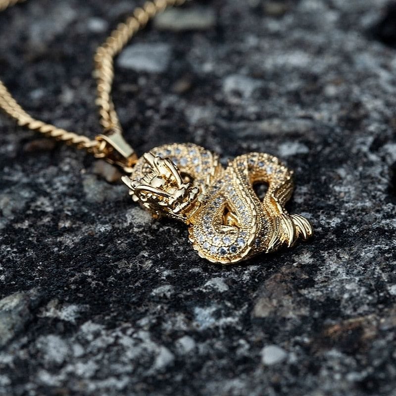 VVS Jewelry hip hop jewelry Gold/Silver Dragon Pendant Necklace