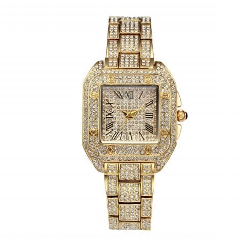 VVS Jewelry hip hop jewelry Gold Square Bling Bezel Watch