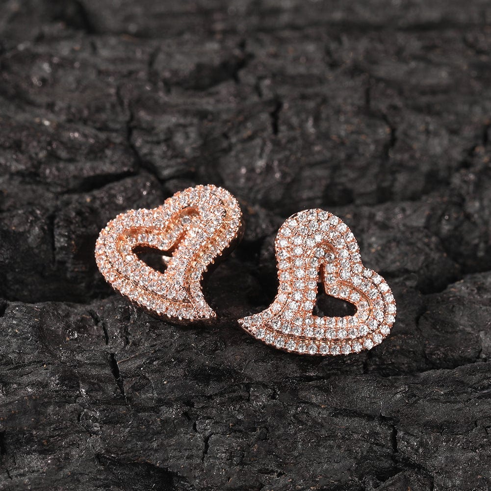 VVS Jewelry hip hop jewelry Hollow Heart Stud Earrings