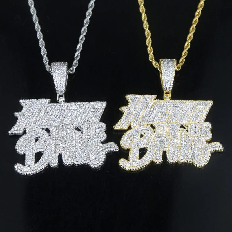 VVS Jewelry hip hop jewelry Hustle or Be Broke Diamond Statement Pendant Chain