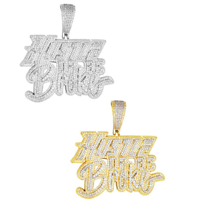 VVS Jewelry hip hop jewelry Hustle or Be Broke Diamond Statement Pendant Chain