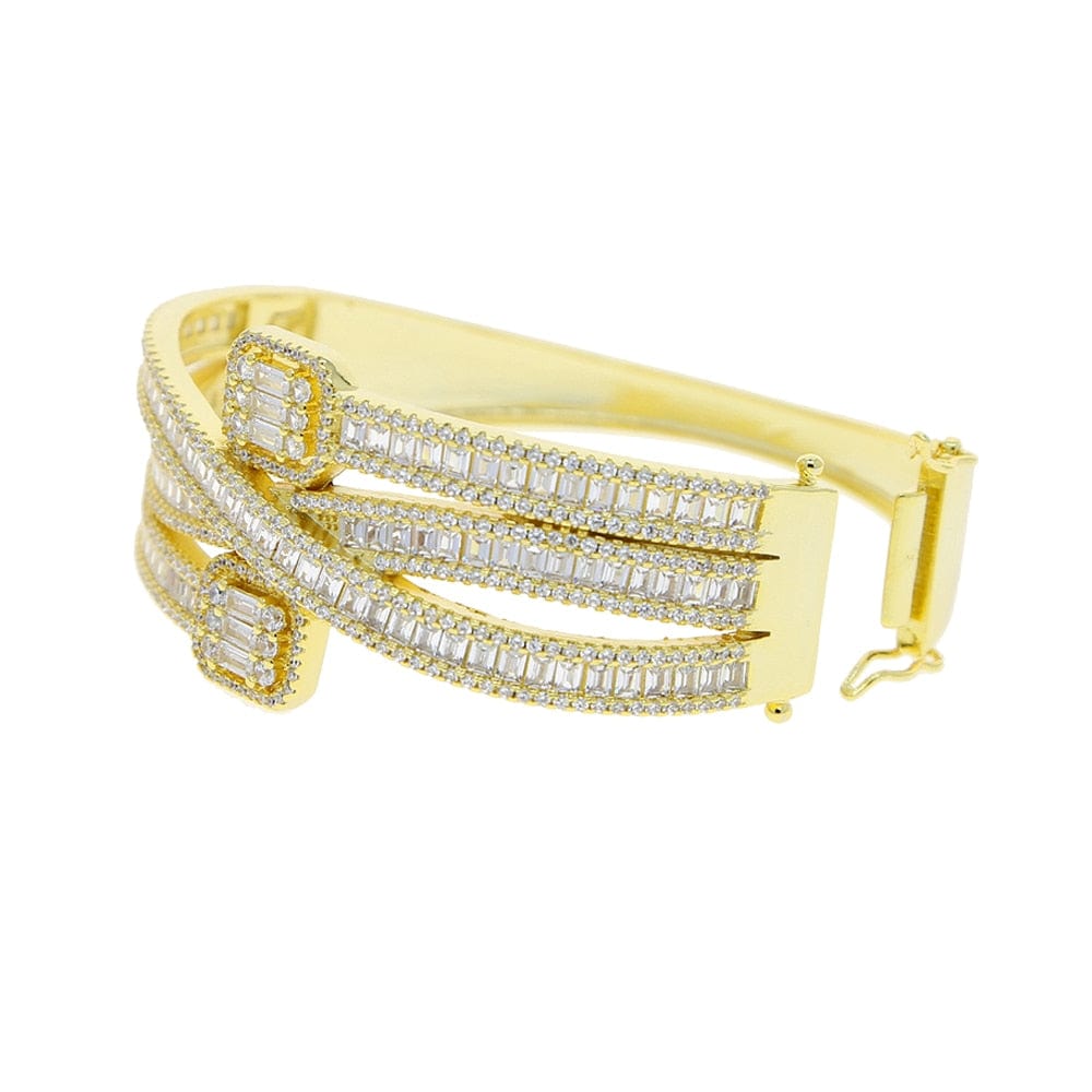 VVS Jewelry hip hop jewelry Iced Out Baguette Cuff Bracelet