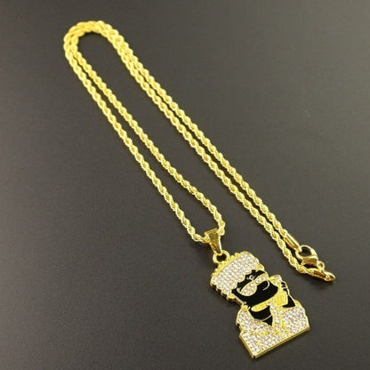 VVS Jewelry hip hop jewelry Iced Out Bart Simpson Inspired Gold Necklace