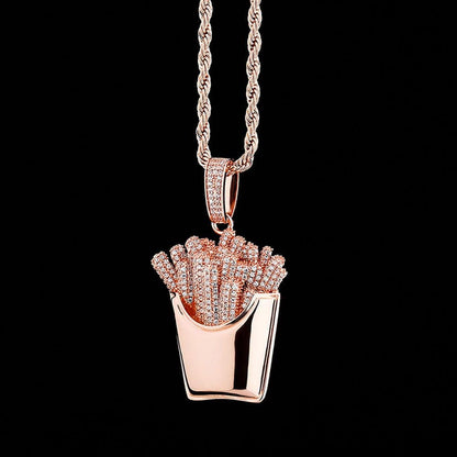 VVS Jewelry hip hop jewelry Icy Fries Bling Pendant Necklace