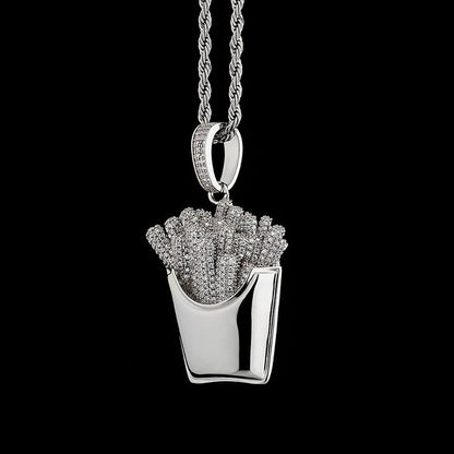 VVS Jewelry hip hop jewelry Icy Fries Bling Pendant Necklace