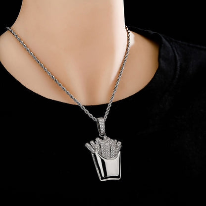 VVS Jewelry hip hop jewelry Icy Fries Bling Pendant Necklace