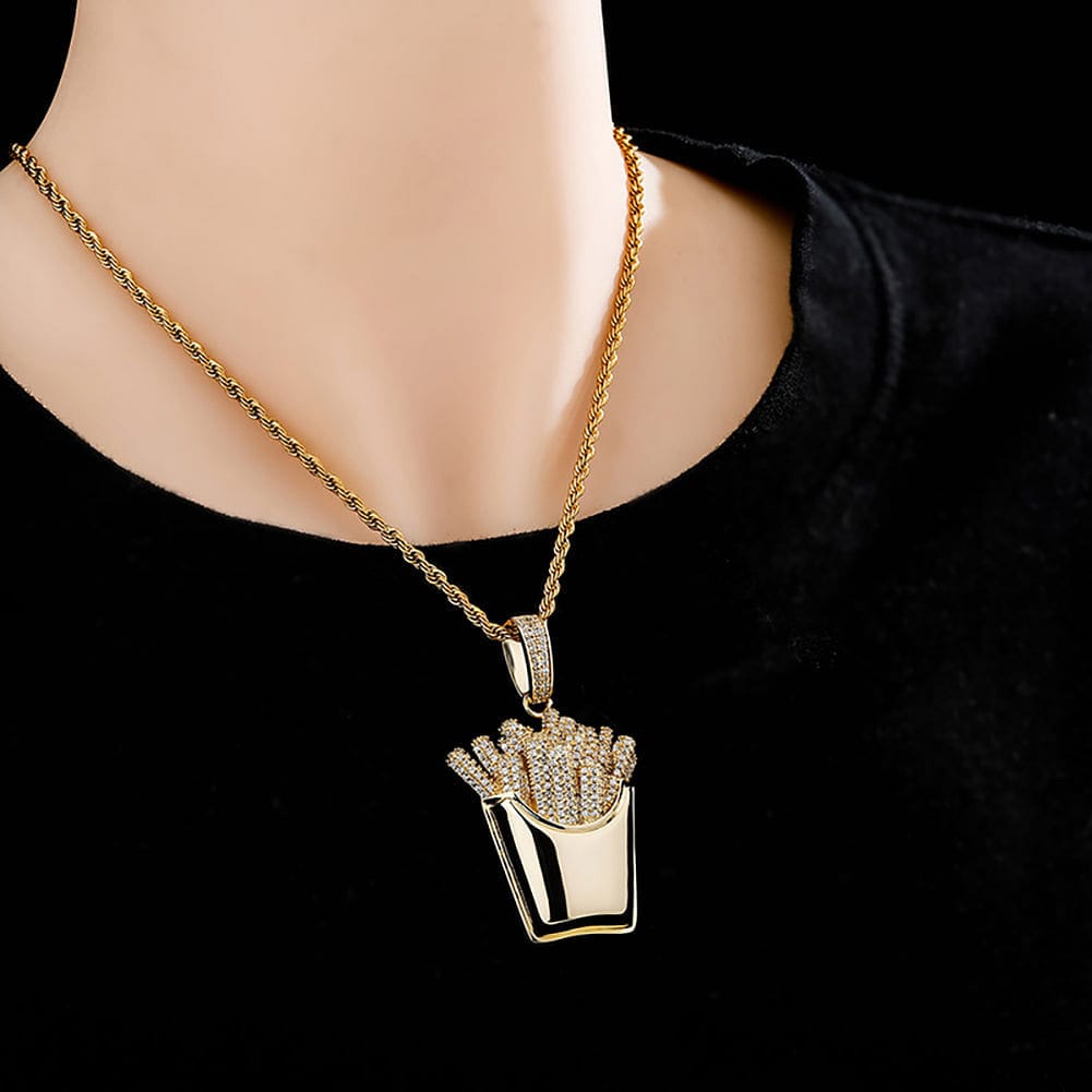 VVS Jewelry hip hop jewelry Icy Fries Bling Pendant Necklace