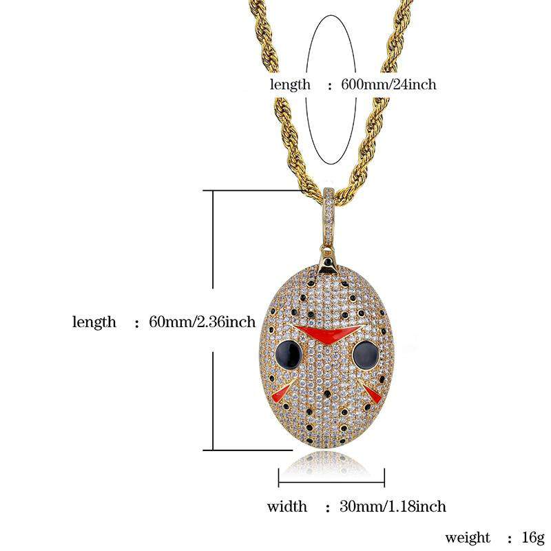 VVS Jewelry hip hop jewelry Jason Mask Bling Oval Pendant Necklace