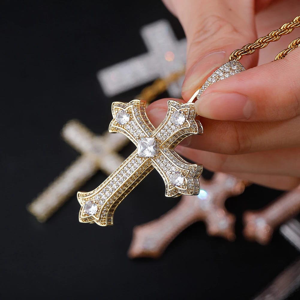 VVS Jewelry hip hop jewelry Large Diamond Gothic Cross Pendant