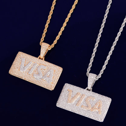 VVS Jewelry hip hop jewelry Micropave VISA Card Tag Chain