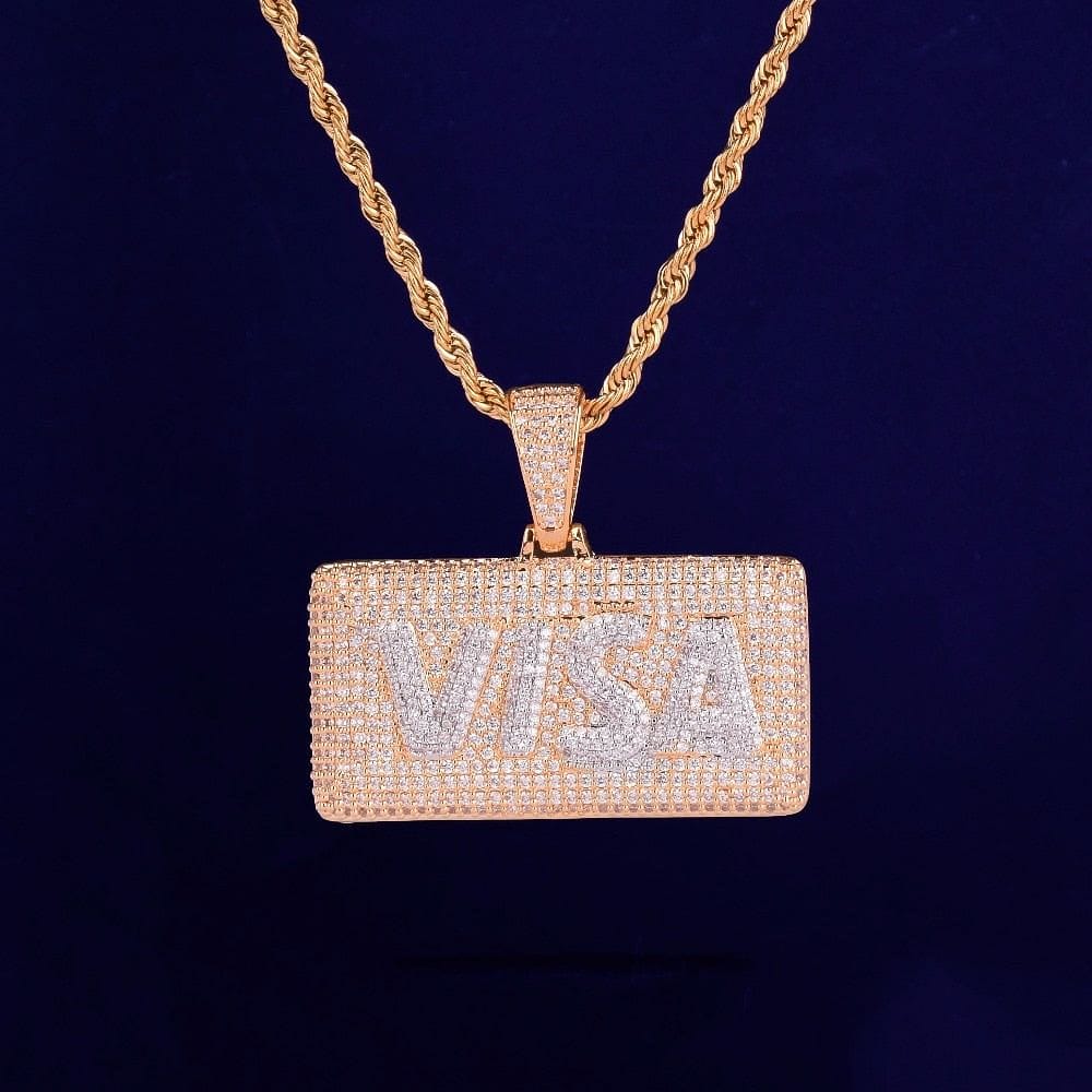 VVS Jewelry hip hop jewelry Micropave VISA Card Tag Chain