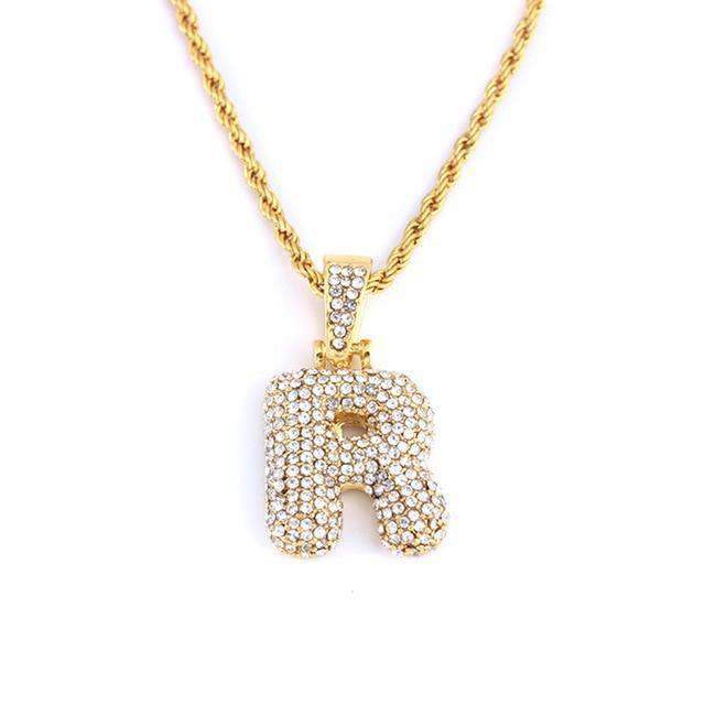 VVS Jewelry hip hop jewelry necklaces R Custom Bubble Letter Necklace