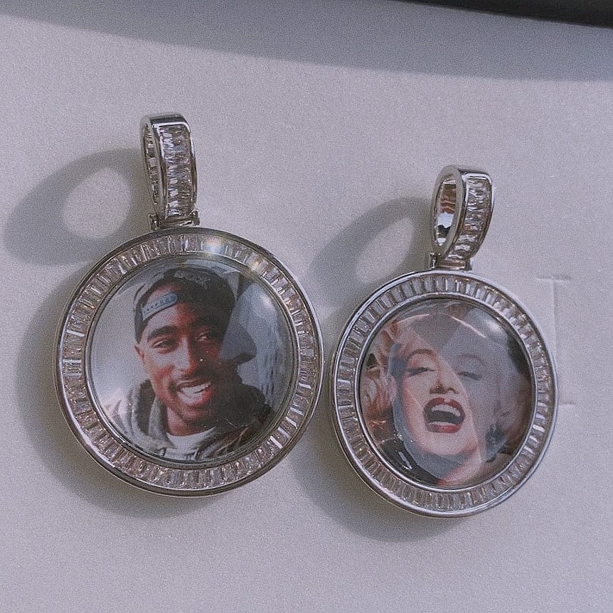 VVS Jewelry hip hop jewelry photo 3D Custom Baguette Photo Pendant Chain with FREE Engraving