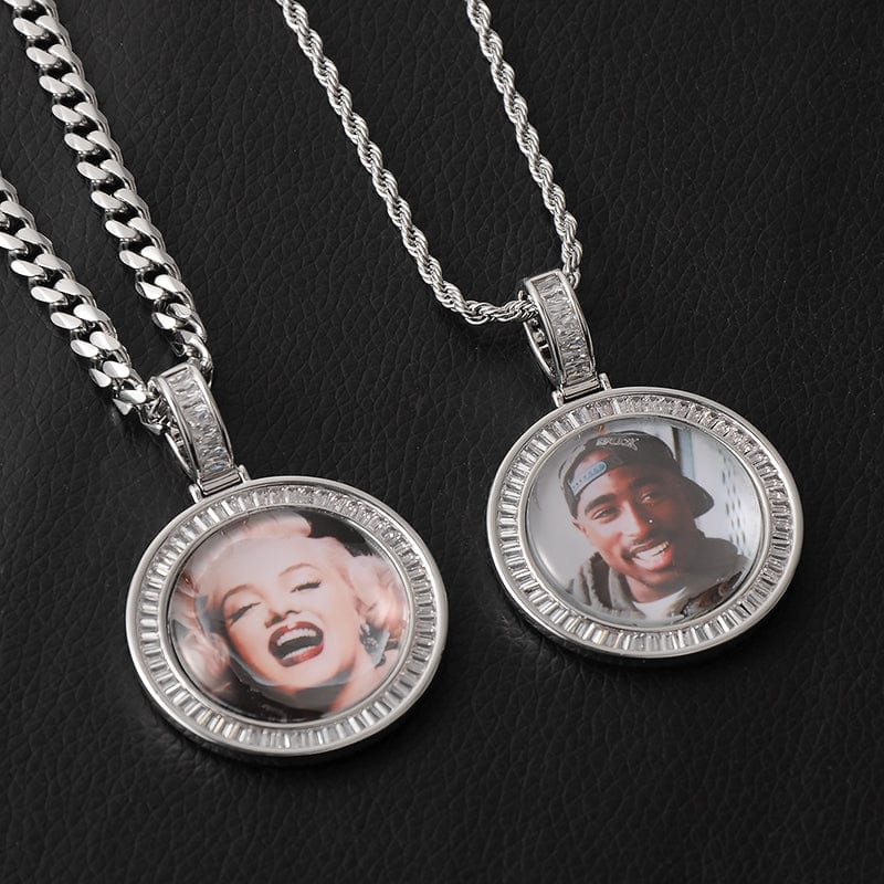 VVS Jewelry hip hop jewelry photo 3D Custom Baguette Photo Pendant Chain with FREE Engraving