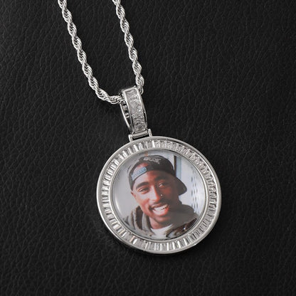 VVS Jewelry hip hop jewelry photo 3D Custom Baguette Photo Pendant Chain with FREE Engraving