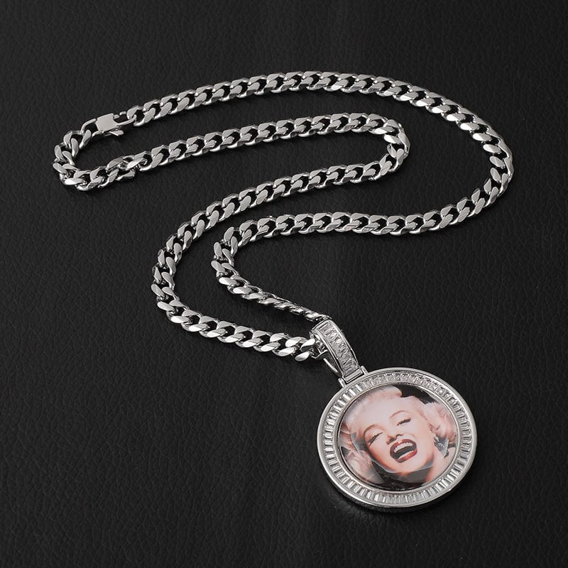 VVS Jewelry hip hop jewelry photo 3D Custom Baguette Photo Pendant Chain with FREE Engraving