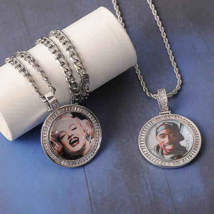 VVS Jewelry hip hop jewelry photo 3D Custom Baguette Photo Pendant Chain with FREE Engraving