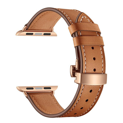 VVS Jewelry hip hop jewelry rose button brown / 38mm or 40mm 41mm Apple Watch Band Leather Strap