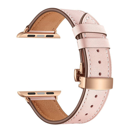 VVS Jewelry hip hop jewelry rose button pink / 38mm or 40mm 41mm Apple Watch Band Leather Strap