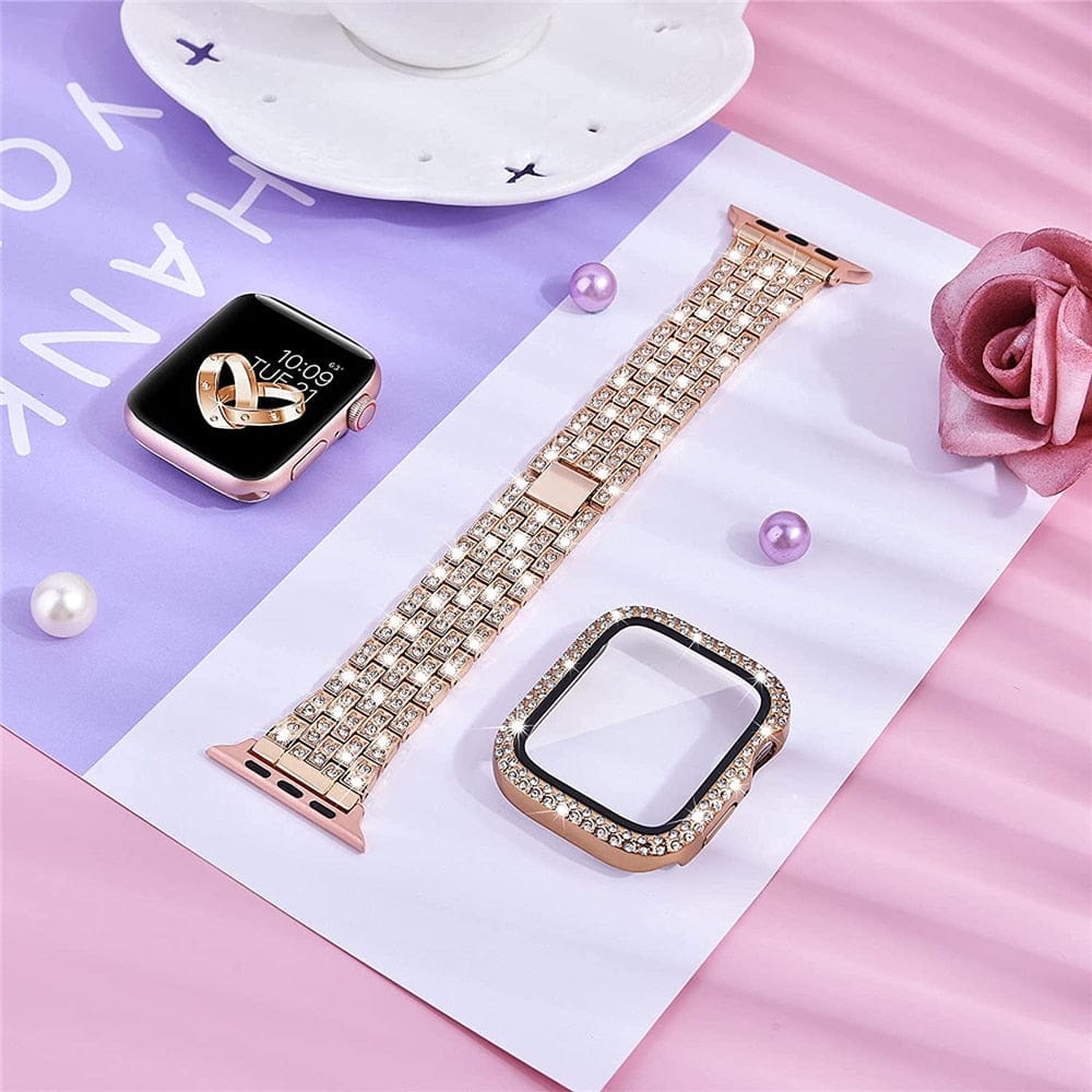 VVS Jewelry hip hop jewelry Rose gold / 38mm Blinged-out Apple Watch Strap + Free Icy Case
