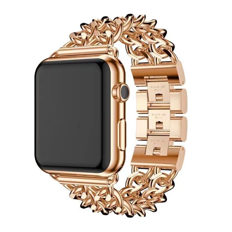 VVS Jewelry hip hop jewelry Rose Gold / 45mm Cuban Chain Strap iWatch Watch Band