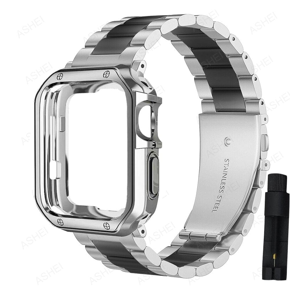 VVS Jewelry hip hop jewelry Silver-Black / iwatch 7 8 45mm iWatch Watch Band and Case