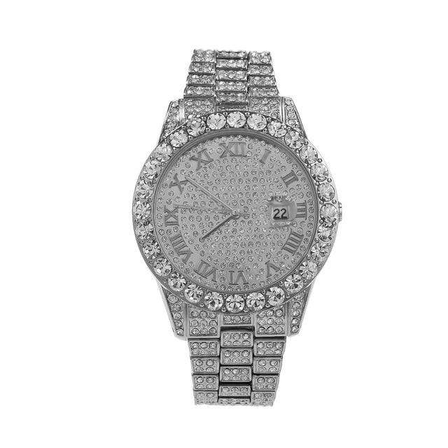 VVS Jewelry hip hop jewelry Silver Diamondz Bust Down Watch