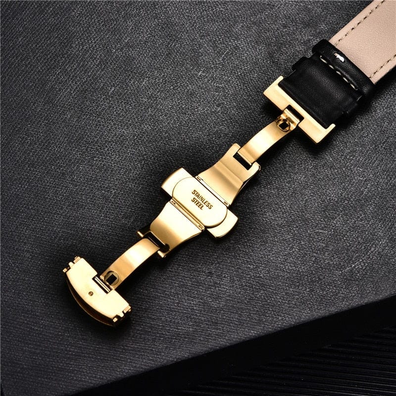 VVS Jewelry hip hop jewelry Smooth Calfskin Leather Watchstrap