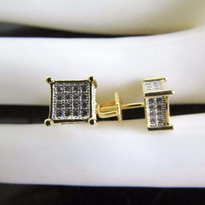 VVS Jewelry hip hop jewelry Square Bling Gold/Silver/Rosegold Stud Earrings