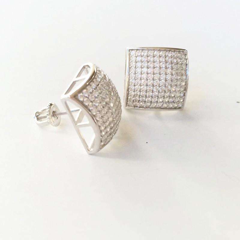 VVS Jewelry hip hop jewelry Square Bling Gold/Silver/Rosegold Stud Earrings