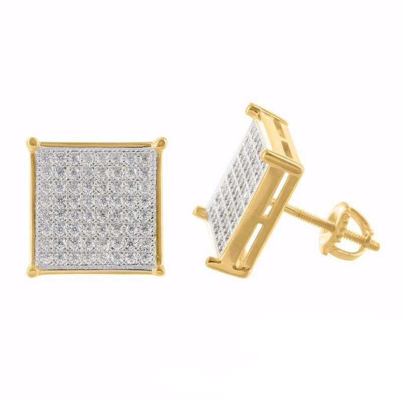 VVS Jewelry hip hop jewelry Square Bling Gold/Silver/Rosegold Stud Earrings