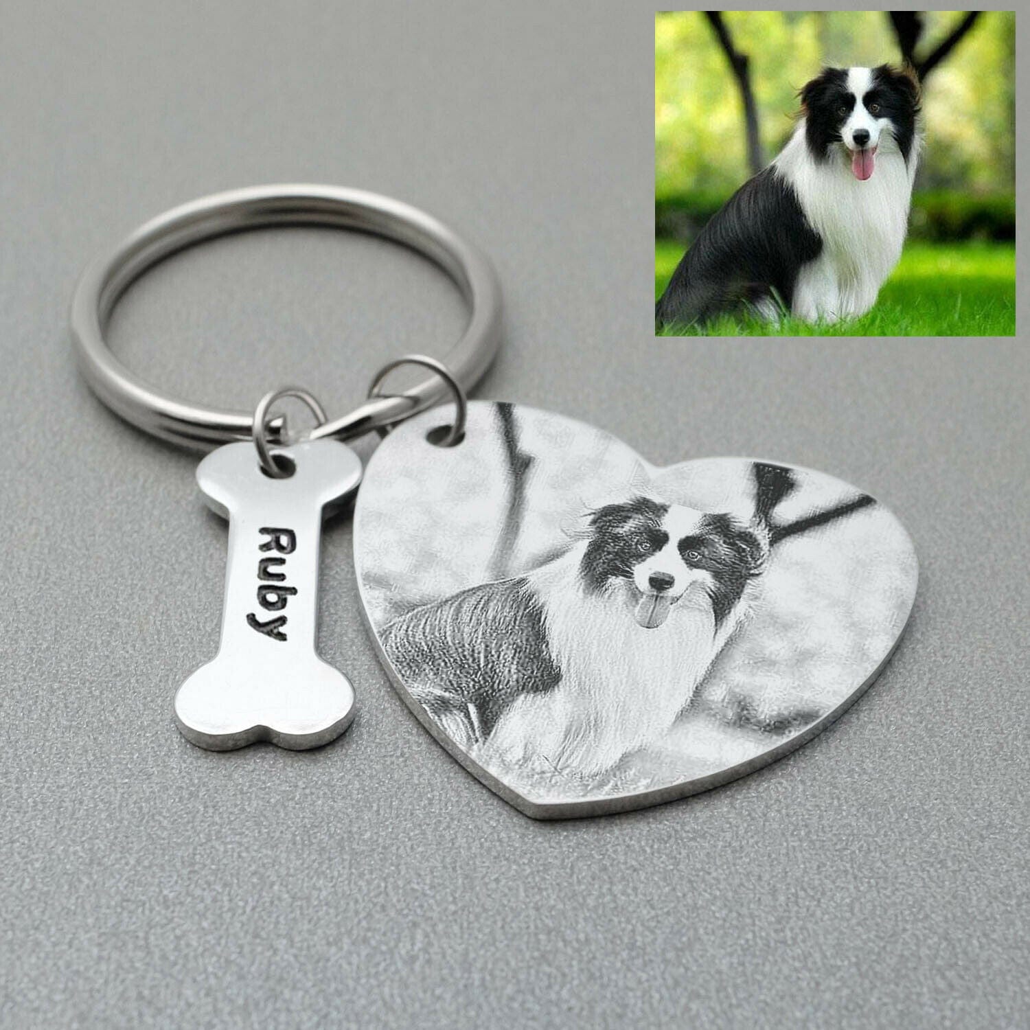 VVS Jewelry hip hop jewelry Style 3 Custom Name and Photo Keychain Pet Jewelry