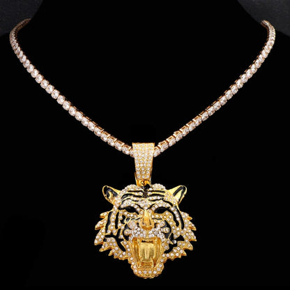 VVS Jewelry hip hop jewelry Tiger Bling Tiger Pendant Cuban Chain Necklace