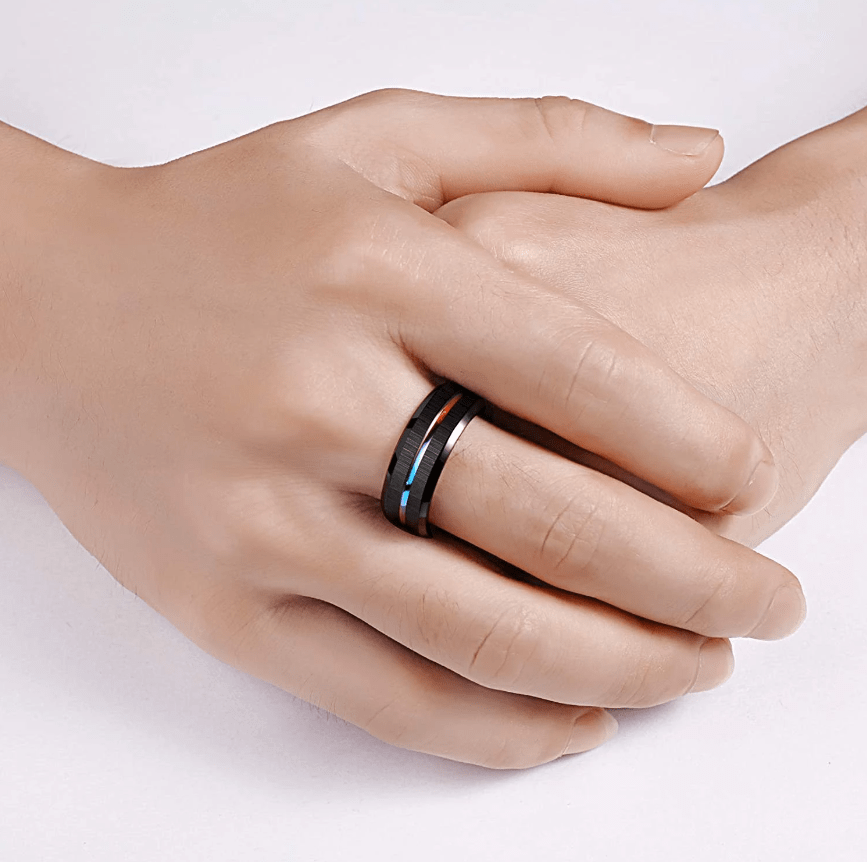 VVS Jewelry hip hop jewelry Tungsten Carbide Black Rainbow 8MM Style Band Ring