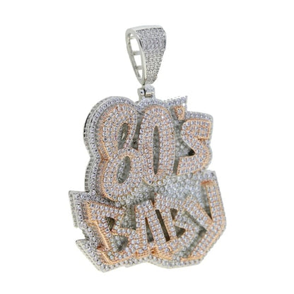 VVS Jewelry hip hop jewelry Two Tone Silver / Rope Chain 18 Inches VVS Jewelry Two-Tone 80's Baby Boss Bling Pendant Chain