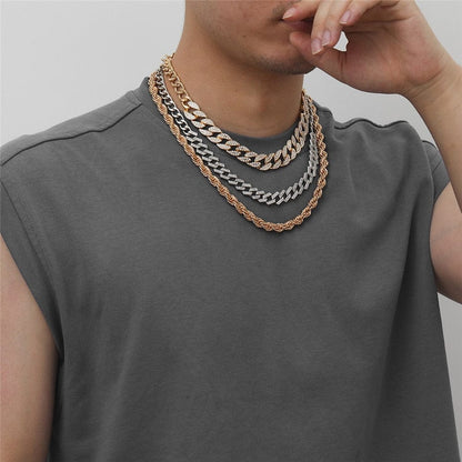 VVS Jewelry hip hop jewelry VVS Jewelry Choker Cuban + Rope Chain Layered bundle