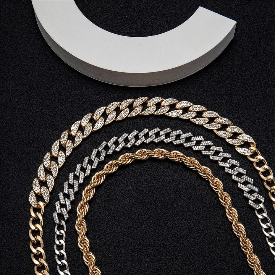 VVS Jewelry hip hop jewelry VVS Jewelry Choker Cuban + Rope Chain Layered bundle