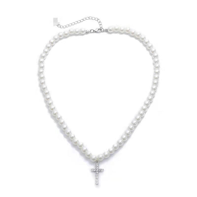 VVS Jewelry hip hop jewelry VVS Jewelry Cross Pearl Chain