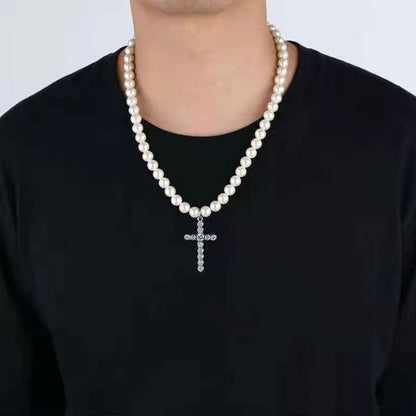 VVS Jewelry hip hop jewelry VVS Jewelry Cross Pearl Chain