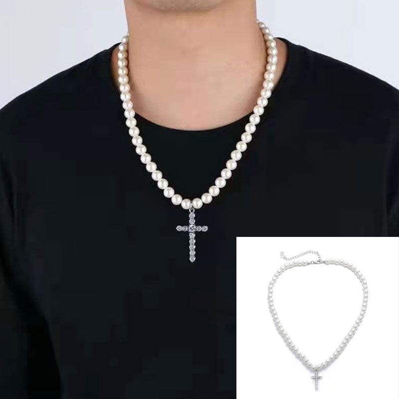 VVS Jewelry hip hop jewelry VVS Jewelry Cross Pearl Chain