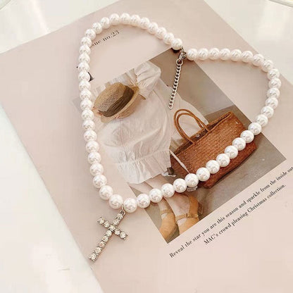 VVS Jewelry hip hop jewelry VVS Jewelry Cross Pearl Chain