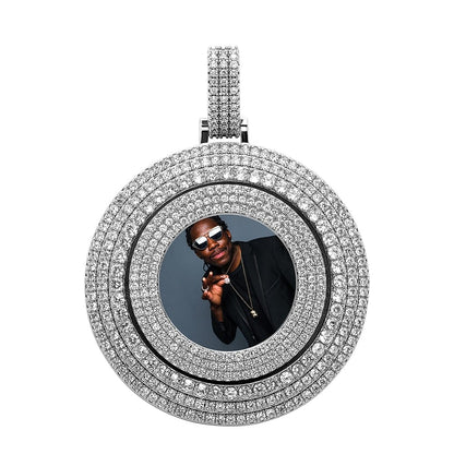 VVS Jewelry hip hop jewelry VVS Jewelry Custom Large Spinning Photo Pendant + Chain