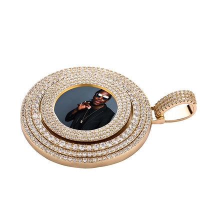 VVS Jewelry hip hop jewelry VVS Jewelry Custom Large Spinning Photo Pendant + Chain