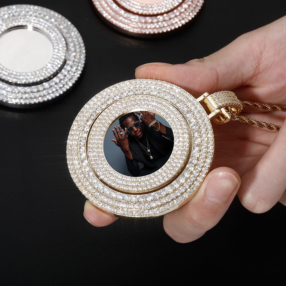 VVS Jewelry hip hop jewelry VVS Jewelry Custom Large Spinning Photo Pendant + Chain