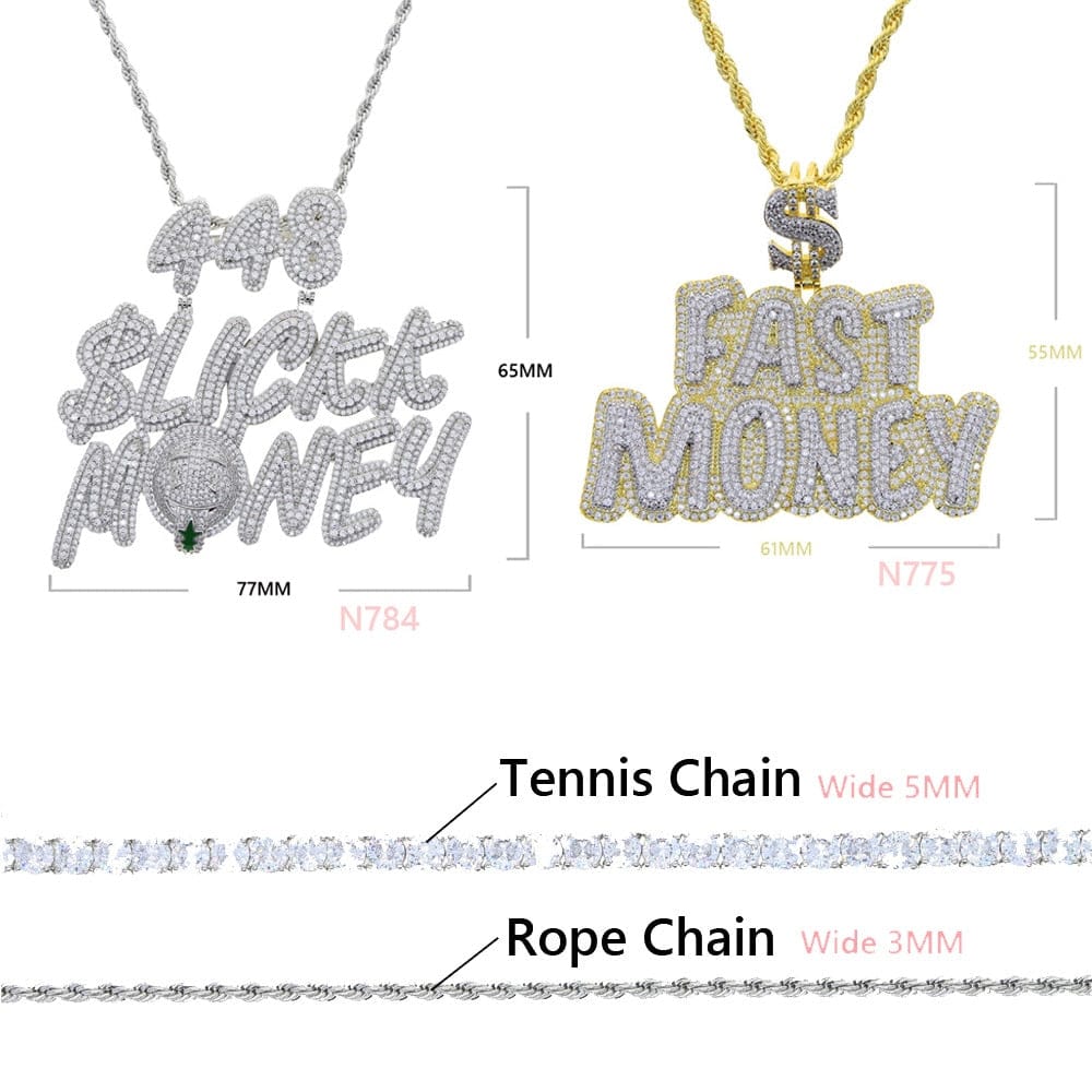 VVS Jewelry hip hop jewelry VVS Jewelry "$ Fast Money" Pendant Chain